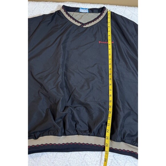 Vintage 90s Firestone Embroidered Black Windbreaker Aztec Trim Size XL - Picture 15 of 16